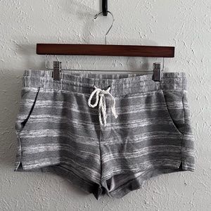 Aerie Grey White Stripe Drawstring Shorts Women's Size Medium